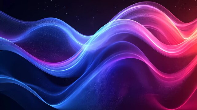 Vibrant flowing neon waves with cosmic starry background for digital art