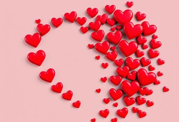 A cluster of small red hearts forming a large heart shape, art, celebration