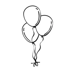 Three Simple Line Drawing Balloons.