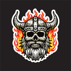A vector illustration drawing of Viking Skull head