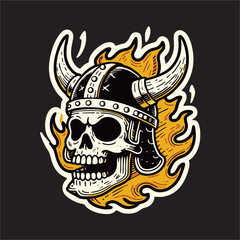 A vector illustration drawing of Viking Skull head