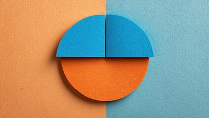 Divided circle graphic on two-toned background