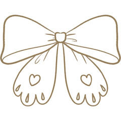 Brown Outline cute bow ribbon for coloring decoration celebrating party gift valentine coquette love