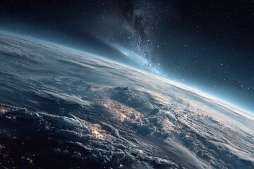Fototapeta premium Captivating view of Earth from space showcasing atmospheric details and celestial beauty