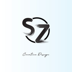 Fototapeta premium Sz Brush Stroke Logo – Modern Artistic Symbol with Ink Texture for Creative Branding & Visual Identity Design