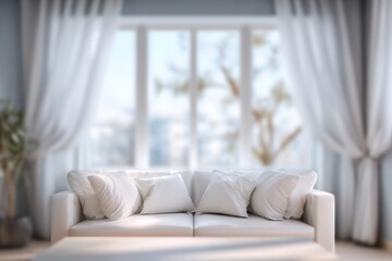 Soft white couch in front of a window