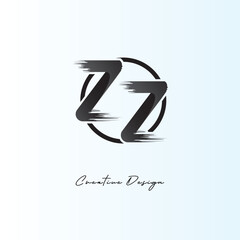 ZZ Brush Stroke Logo – Modern Artistic Symbol with Ink Texture for Creative Branding & Visual Identity Design