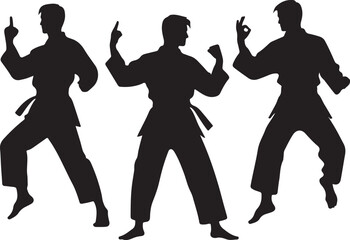 Martial arts Silhouettes Vector Illustration