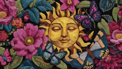 Embroidered floral sun design