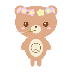 hippie bear vector