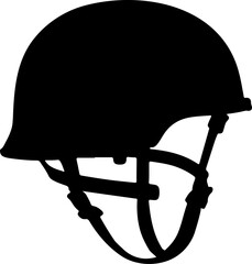 Black Silhouette of an Equestrian Riding Helmet with Chin Straps