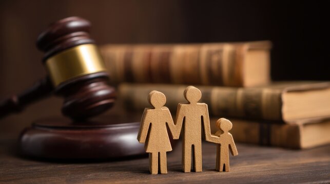 The family figurines represent unity and support in legal matters.