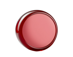 3D Rendered Red Button with Glossy Finish on Transparent Background