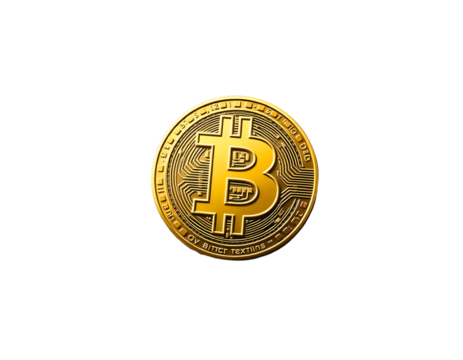 Gold Bitcoin Cryptocurrency Coin Isolated on Transparent