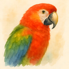 Obraz premium Colorful Parrot Watercolor Painting – Tropical Bird Art