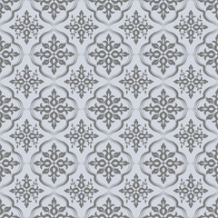 Damask seamless pattern with gray floral ornament, vintage design, vector illustration elegant for textile, wall paper, bedding, rug, curtains, cushion cover, upholstery fabric, scarf, fashion, luxury