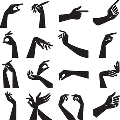 Set of Hands Gestures Silhouettes