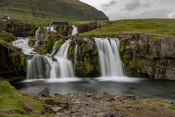waterfall in Iceland near Kirkjufell mountain