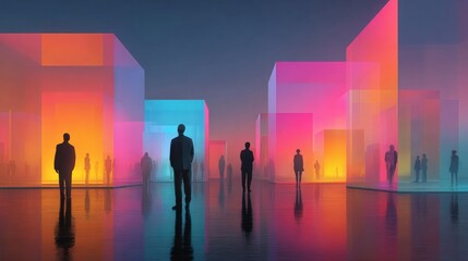 Futuristic office in 3D render