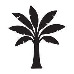 Bold Black Silhouette Banana Tree Icon: Tropical, Minimalist, Graphic Design Element