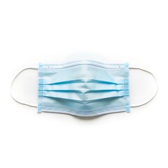Blue Medical Face Mask with Ear Loops on White Background