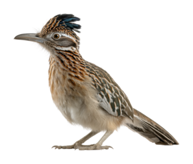 Birds in nature unique crested roadrunner species desert habitat wildlife perspective isolated on transparent background