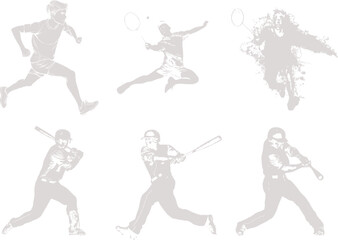 Collection of sports silhouettes isolated on white background
