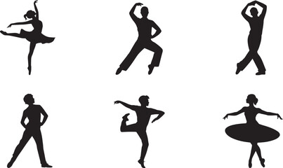 Elegant Ballet Dancer Silhouettes Collection Expressing Movement and Poise on Transparent Background