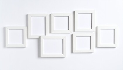 White Square Photo Frames Collage: Wall Decor, Home Decor, Picture Frame Arrangement