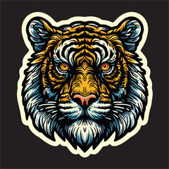 A vector illustration drawing line of tiger head roar