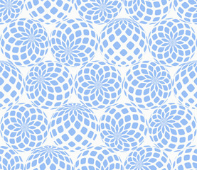 Patterned 3d balls in different positions fashionable style seamless vector light blue abstract background. Trendy cool graphical circles loopable abstraction for textile print or cozy home decor