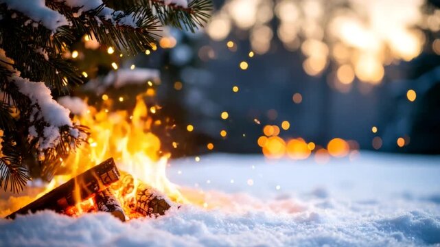 Winter fire snowscape