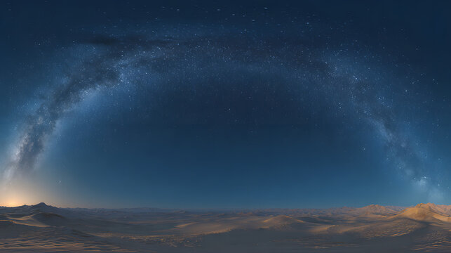 degree starry night desert landscape, desert, night sky, stars, equirectangular, projection, environment map, hdri. Starry Desert. Illustration