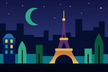 paris skyline at night