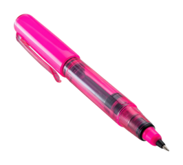 Vibrant pink pen writing notes office desk stationery bright environment creativity isolated on transparent background