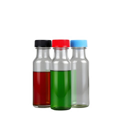 Colorful Liquid Filled Bottles with Various Caps