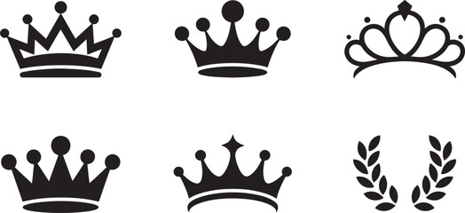 Royal Crown Collection Elegant Symbol Set Vector Illustration for Graphic Design Projects and Decoration