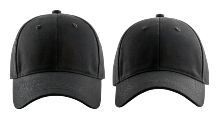 Stylish black caps display product focus modern environment view fashion concept isolated on transparent background