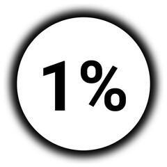 1% discount and  percent black and white round icon