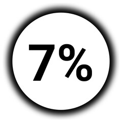 7% discount and  percent black and white round icon