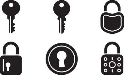 Security Icons Set Vector Illustration Keys Padlocks and Keyhole for Safety and Protection Concept