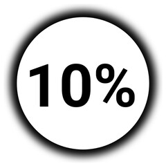 10% discount and  percent black and white round icon
