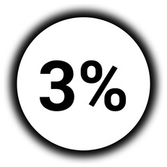 3% discount and  percent black and white round icon