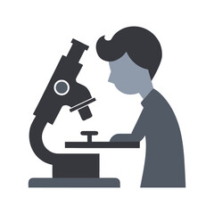 Scientist Looking Through Microscope Illustration