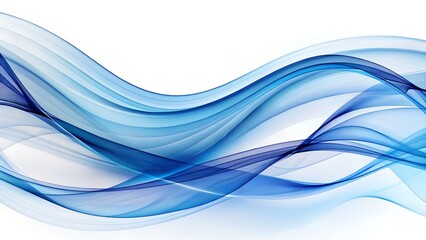 Fototapeta premium Abstract blue wavy lines and flowing shapes isolated on white background, representing smooth motion and digital data