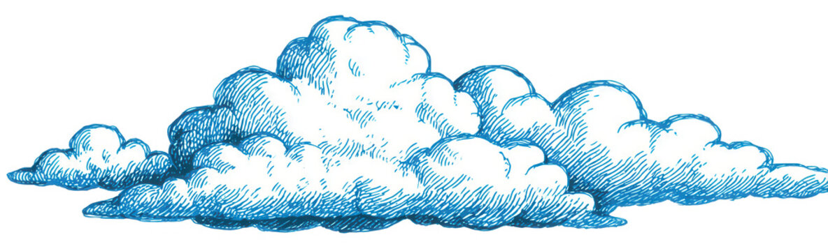 Pixelated, stylized, light-blue cumulus cloud