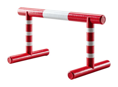 Barrier installation action for safety construction site of red and white traffic barrier urban environment isolated on transparent background