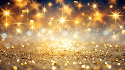 Obraz premium Abstract golden bokeh and starburst lights creating a festive and magical atmosphere, perfect for celebrations, holidays, and new years eve