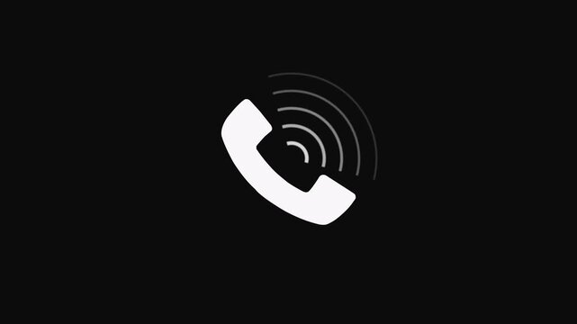 White color Incoming calling icon animation. Smart phone call ring icon animation. Phone ring sign of phone call icon. Incoming telephone call icon animated video.