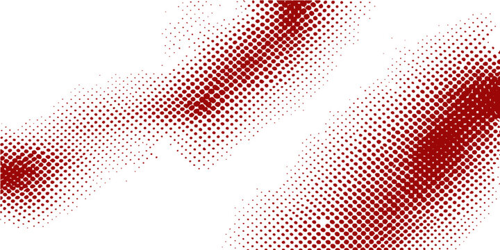 Red and white halftone dots pattern vector design with a dotted green and blue light line shape element decoration